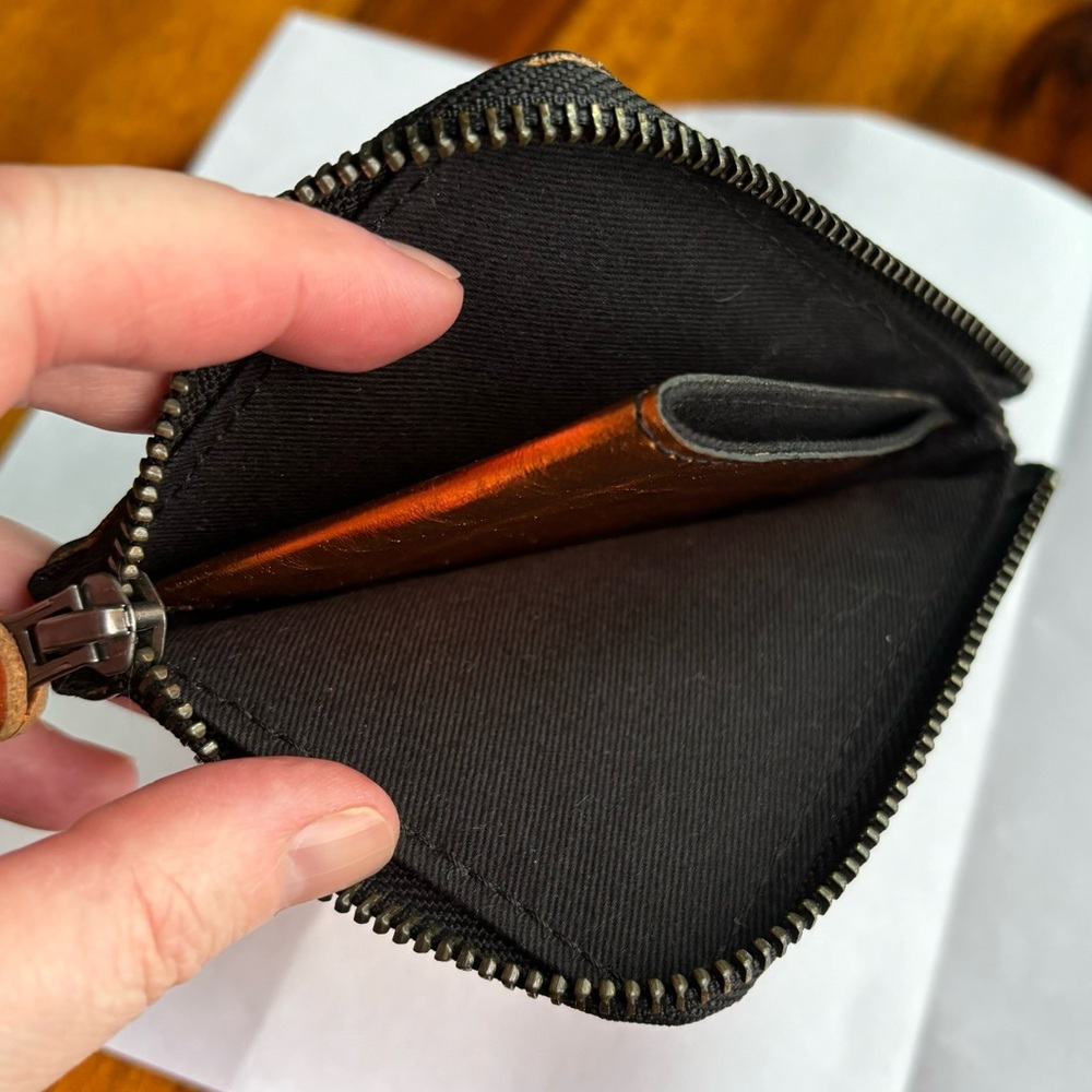 Stephane Verdino leather mini zip wallet metallic copper penny orange - Picture 5 of 6